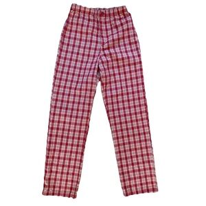 Brandy Melville Red Plaid Casual Office Straight Leg Pull On Trouser Pants Small